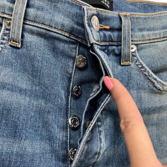 Veronica Beard Raw Hem Slight Flare Button Fly Waterfall Wash Jeans 29/8 - Picture 5 of 8